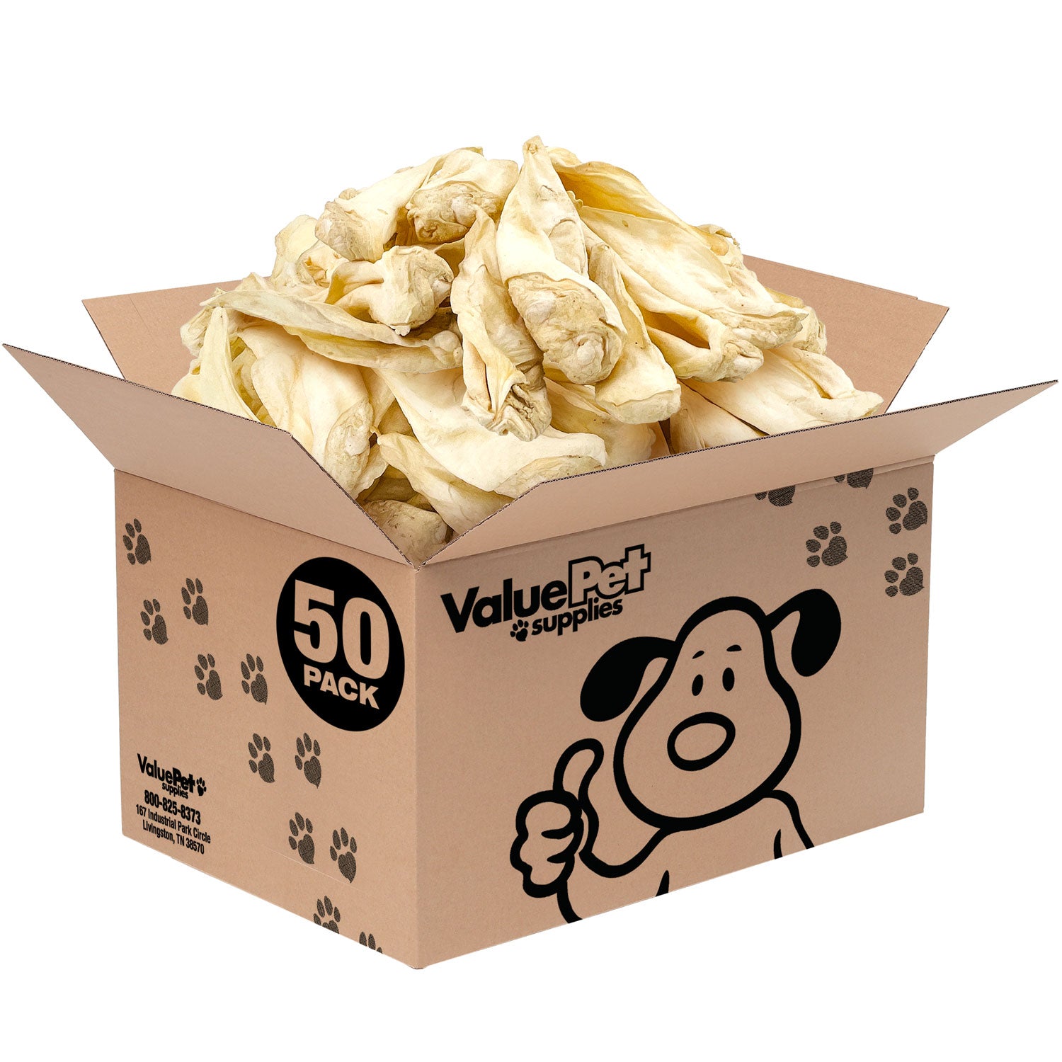 ValueBull Premium Cow Ears, 50 Count Bulk Pack