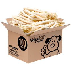 ValueBull USA Retriever Rolls for Small Dogs, Premium Rawhide, Thin 10 Inch, 100 Count Bulk Pack - Natural - 100 Rolls