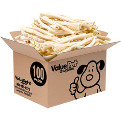 ValueBull USA Retriever Rolls for Small Dogs, Premium Rawhide, Thin 10 Inch, 100 Count Bulk Pack - Natural - 100 Rolls