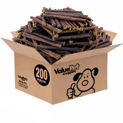 ValueBull Buffalo Collagen Sticks for Small Dogs, 6 Inch Thin Chews, Natural Dog Treats, 200 Count Bulk Pack - Thin - 200 Sticks