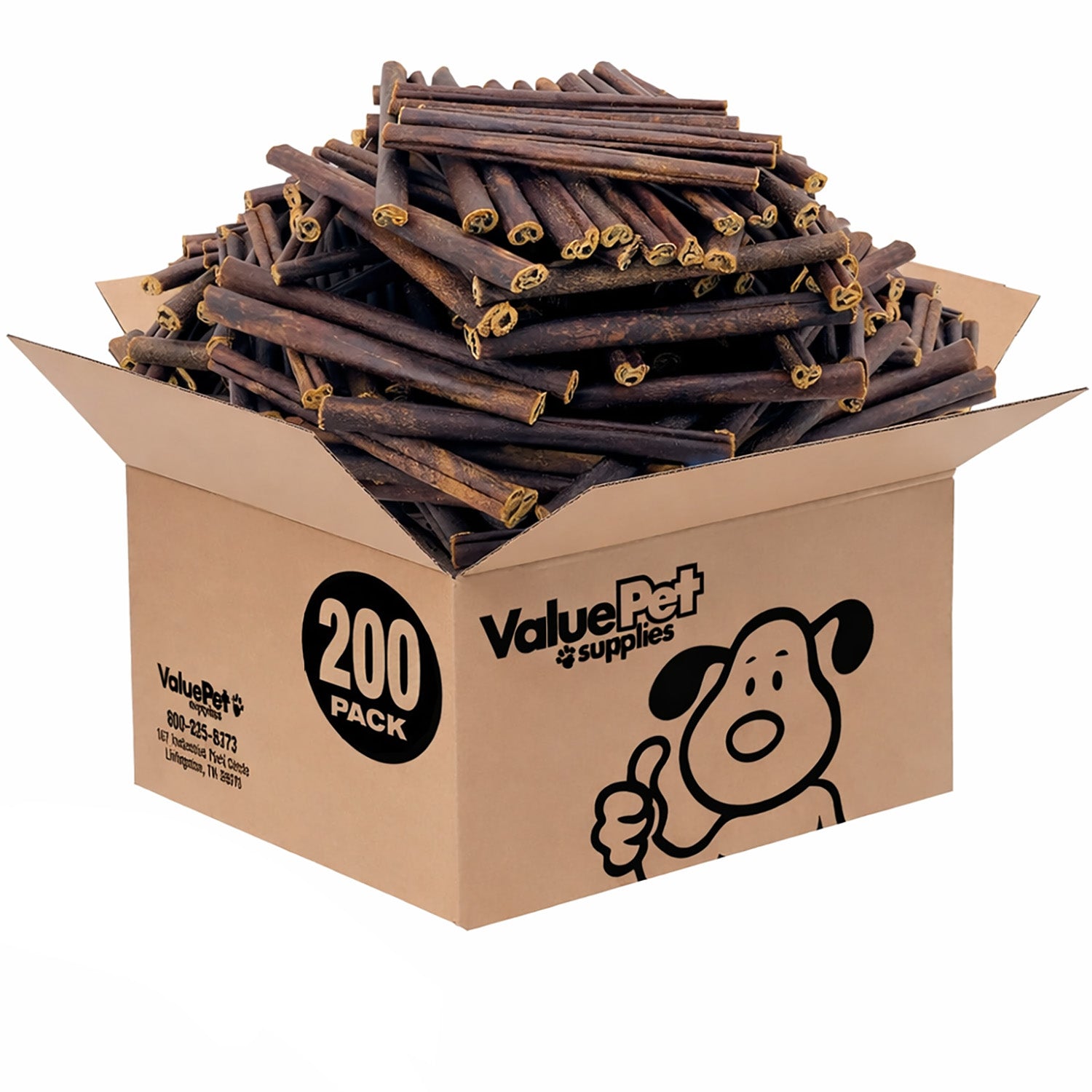ValueBull Buffalo Collagen Sticks for Small Dogs, 6 Inch Thin Chews, Natural Dog Treats, 200 Count Bulk Pack - Thin - 200 Sticks