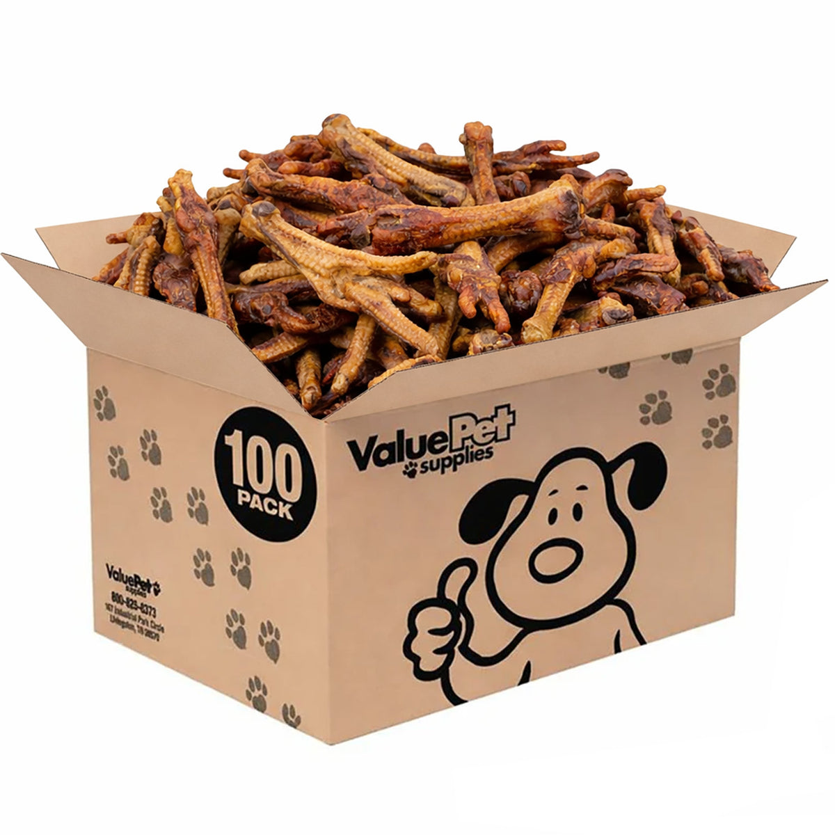 ValueBull Turkey Feet Dog Chews, 100 Count Wholesale Pack - Turkey - 100 Feet