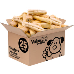 ValueBull Beef Cheek Rolls, Long Lasting Dog Chews, Jumbo 5-6 Inch, 25 Count Bulk Pack - Cheek - 25 Rolls