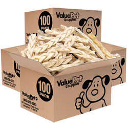 ValueBull Beef Cheek Braids, Long Lasting Dog Chews, 5-6 Inch, 400 Count Wholesale Pack - Cheek - 400 Braids