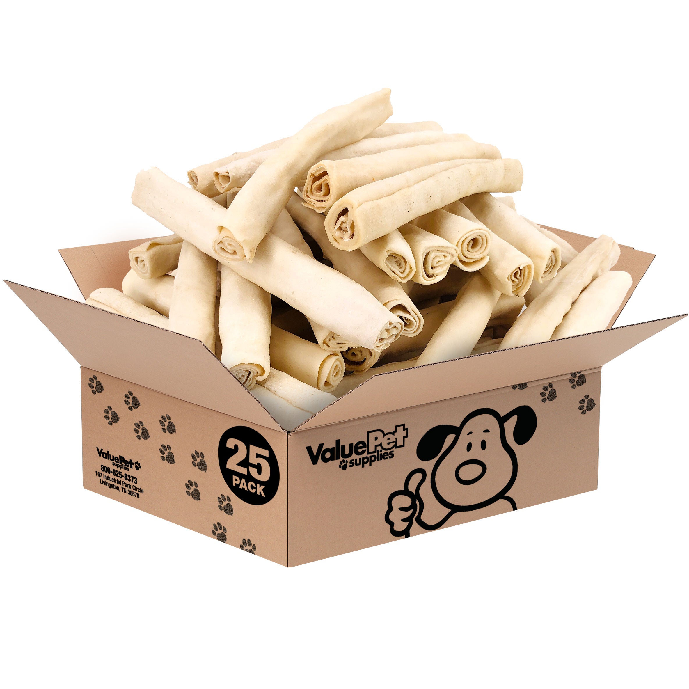 ValueBull USA Retriever Rolls, Premium Rawhide, Thick 10 Inch, 25 Count Bulk Pack - Natural - 25 Rolls