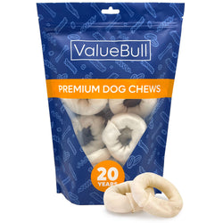 ValueBull USA Beef Rawhide Donut Rings, Premium Thick Cut, 10 Count - Donut - 10 Rings