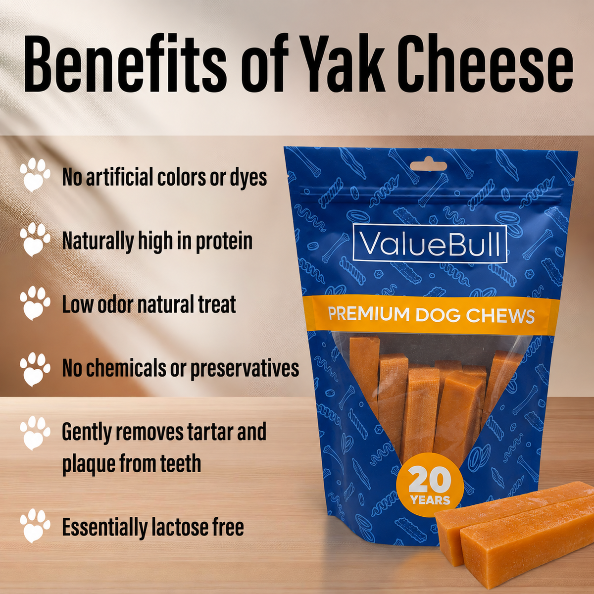 ValueBull Himalayan Yak Cheese Dog Chews, Pumpkin, Large, 25 Count - Pumpkin - 25 Bars