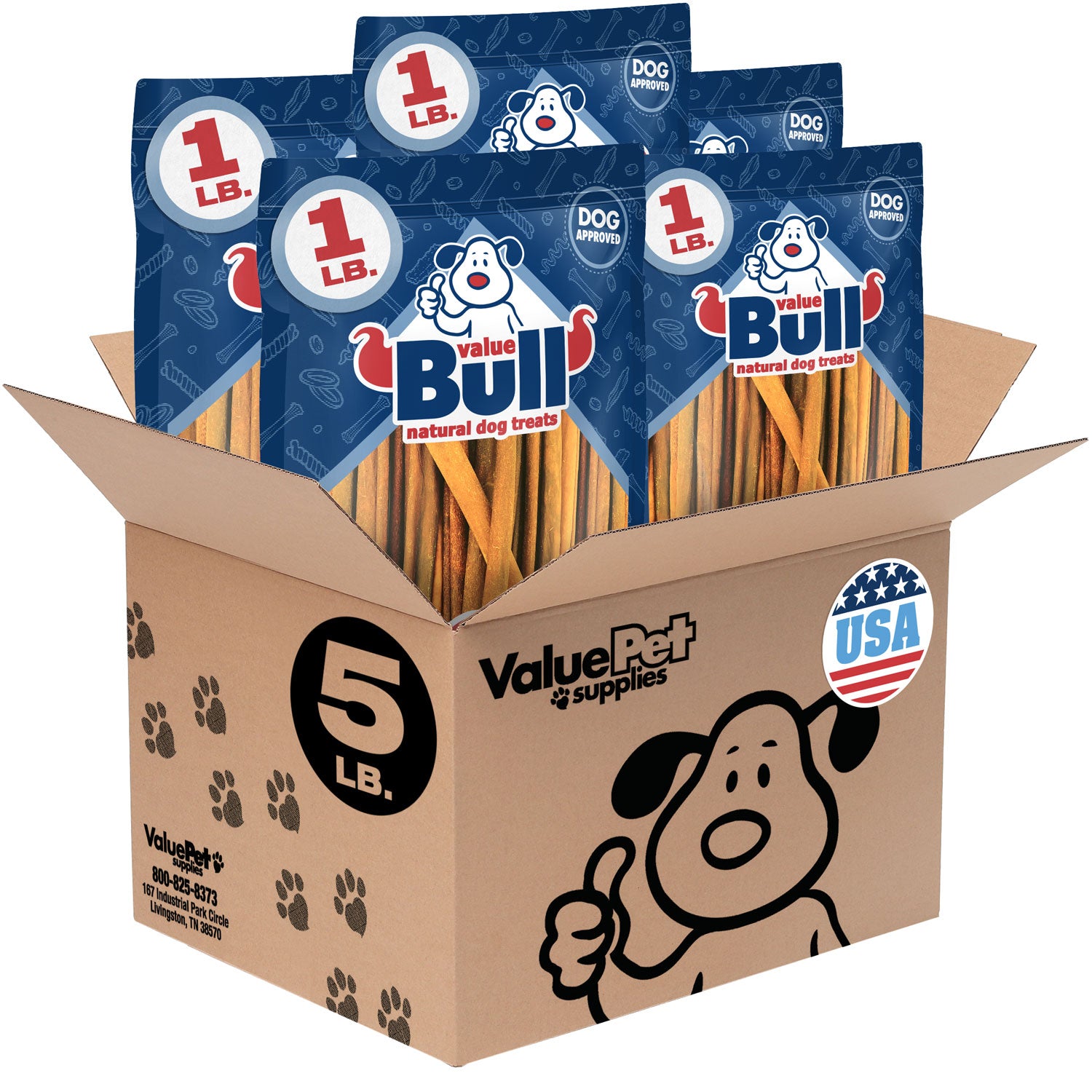 ValueBull USA Collagen Sticks for Dogs, 7-12 Inch Varied Chews, Natural Long-Lasting Dog Treats, 5 Pound - Varied - 5 Pound