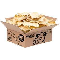 ValueBull USA Beef Rawhide Chips for Dogs, 100 Count Bulk Pack - Natural - 100 Chips