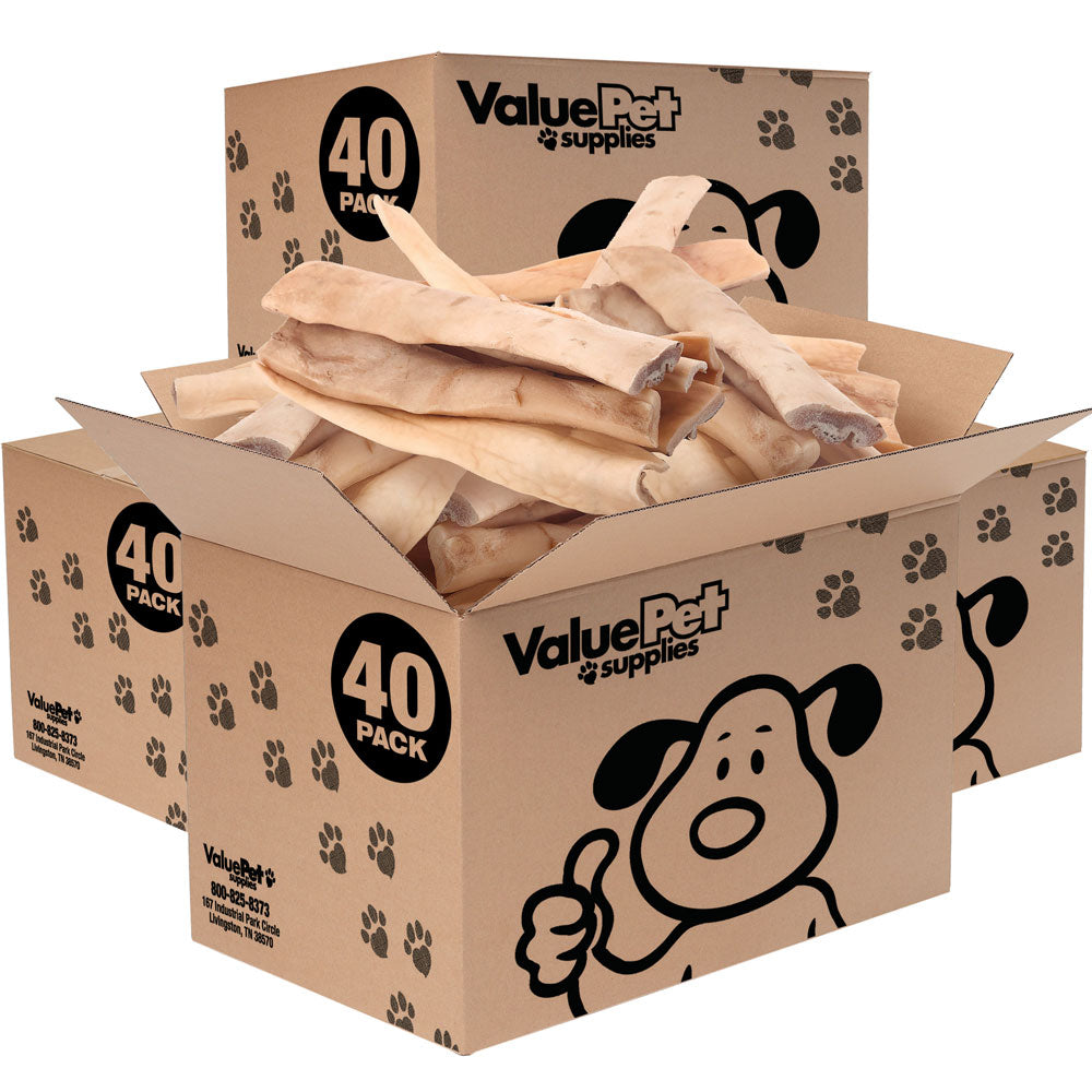 ValueBull Beef Cheek Slices, Long Lasting Dog Chews, Thick 9-10 Inch, 160 Count Bulk Pack - Thick - 160 Slices