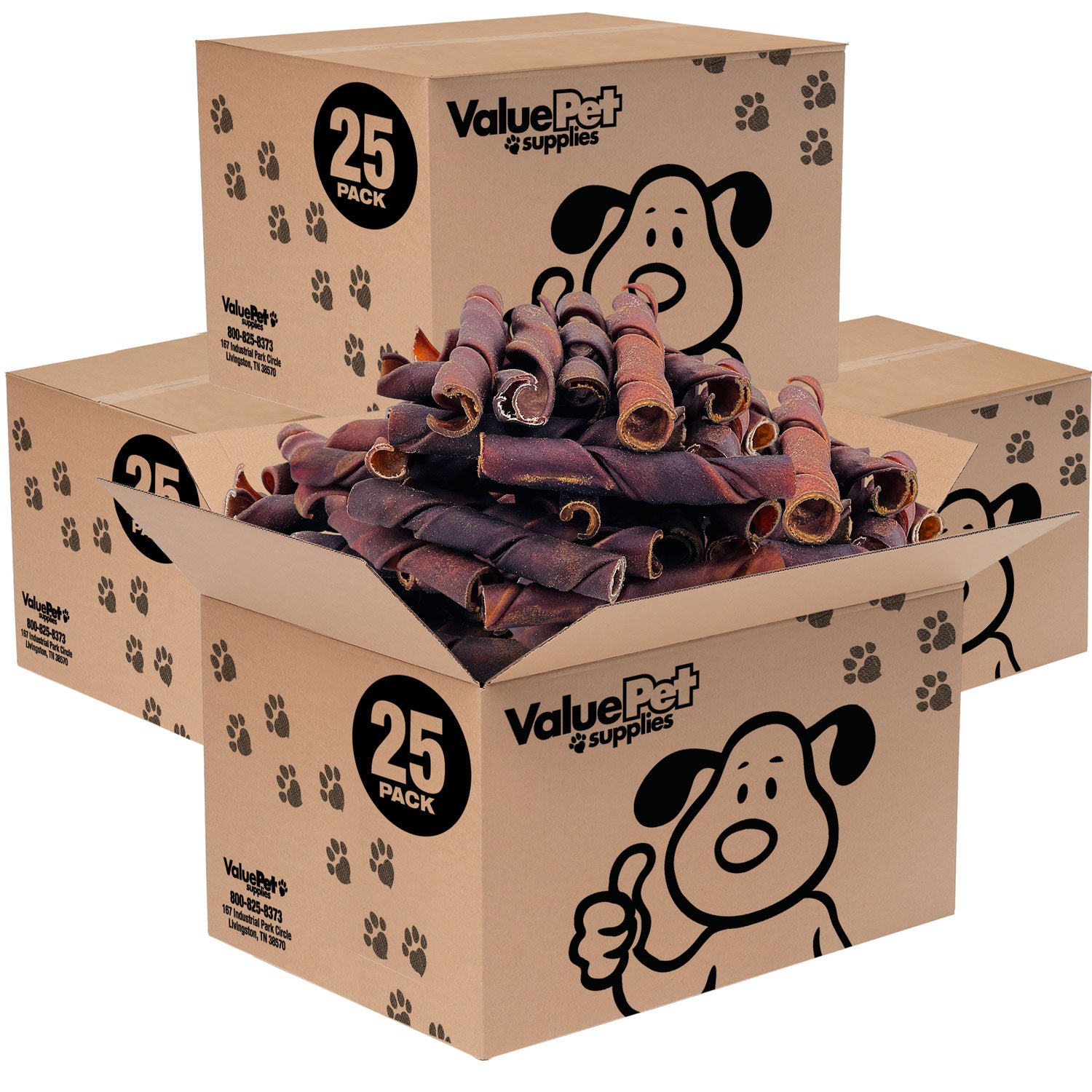 ValueBull USA Collagen Curly Spirals for Dogs, 5-6 Inch Thick Chews, Natural Dog Treats, 100 Count Bulk Pack - Thick - 100 Spirals