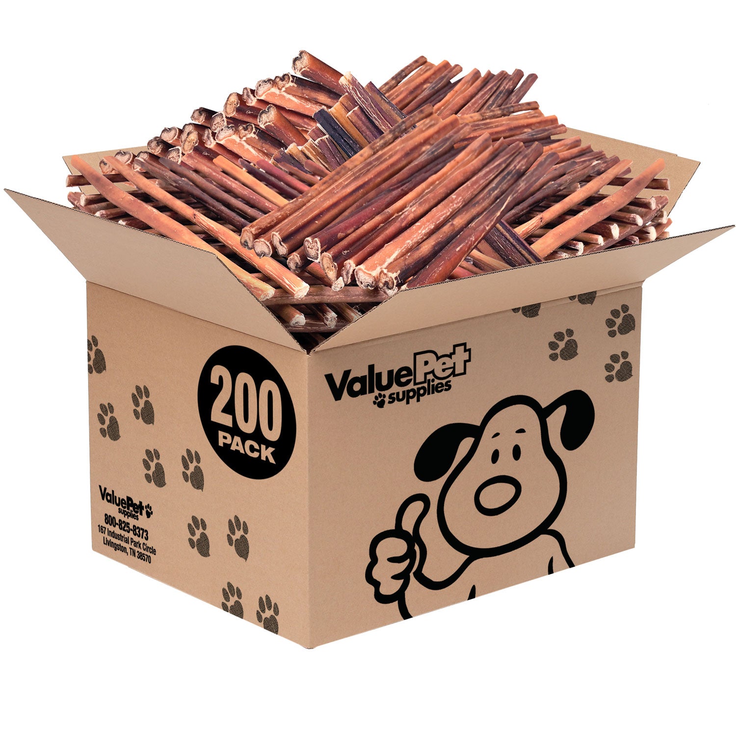 ValueBull Bully Sticks for Small Dogs, Thin 12 Inch, 200 Count Bulk Pack - Thin - 200 Sticks