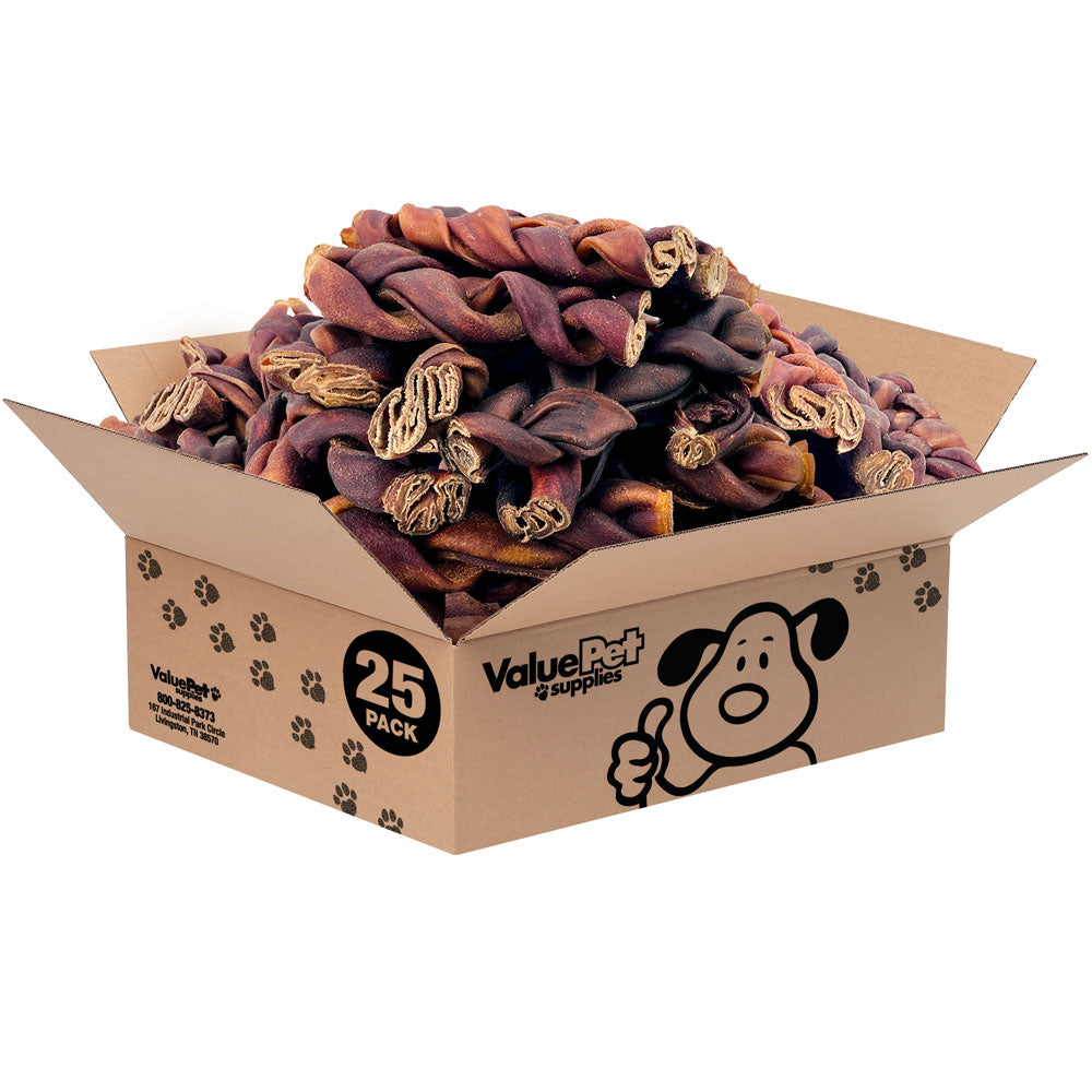 ValueBull USA Collagen Braid Beef Large Dog Chews, Jumbo 6 Inch 25 Count Bulk - Jumbo - 25 Braids