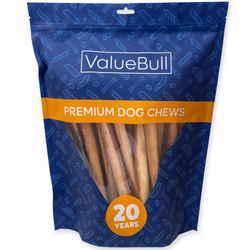 ValueBull Bully Sticks for Large Dogs, Jumbo 12 Inch, 25 Count