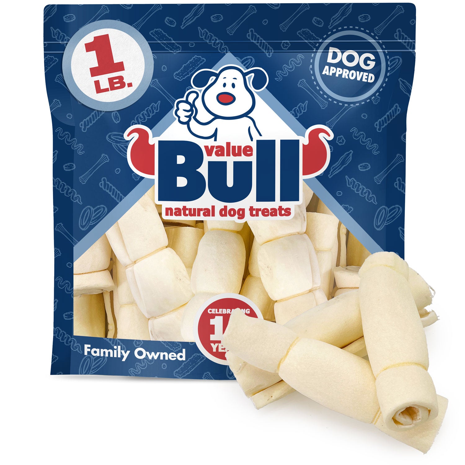 ValueBull Beef Cheek Rolls, Dog Chews, Varied Shapes, 6 Inch, 1 Pound - Cheek Roll - 1 Pound