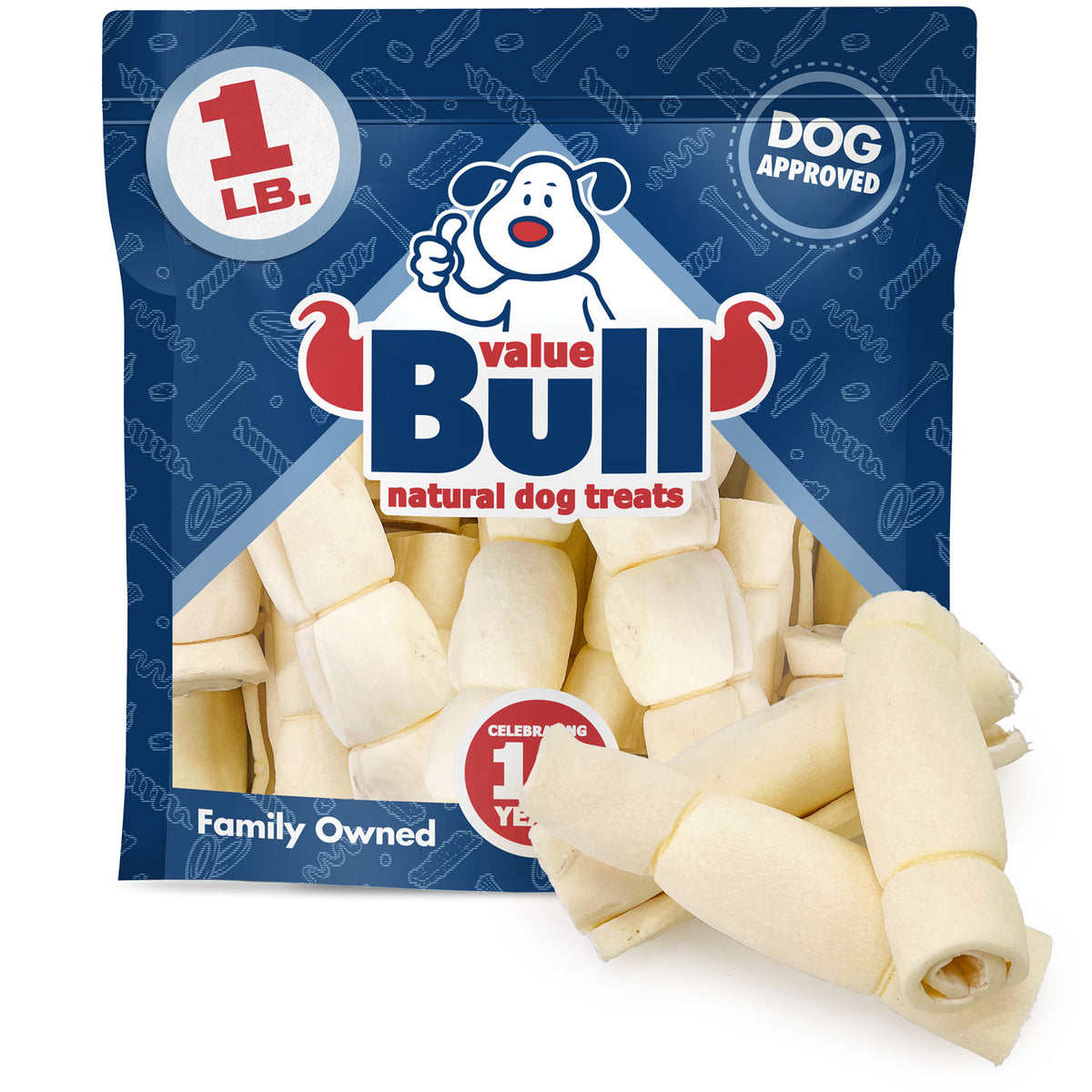 ValueBull Beef Cheek Rolls, Varied Shape Dog Chews, 6 Inch, 1 Pound - Cheek Roll - 1 Pound
