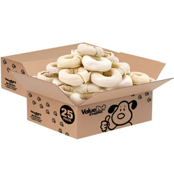 ValueBull USA Beef Rawhide Donut Rings, Premium Thick Cut, 50 Count Bulk Pack - Donut - 50 Rings