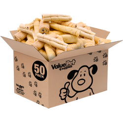 ValueBull Beef Cheek Rolls, Long Lasting Dog Chews, Jumbo 5-6 Inch, 50 Count Bulk Pack - Cheek - 50 Rolls