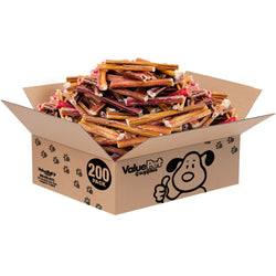 ValueBull Bully Sticks for Small Dogs, Extra Thin 4-6 Inch, Varied Shapes, 200 Count Bulk Pack - X-Thin - 200 Pieces