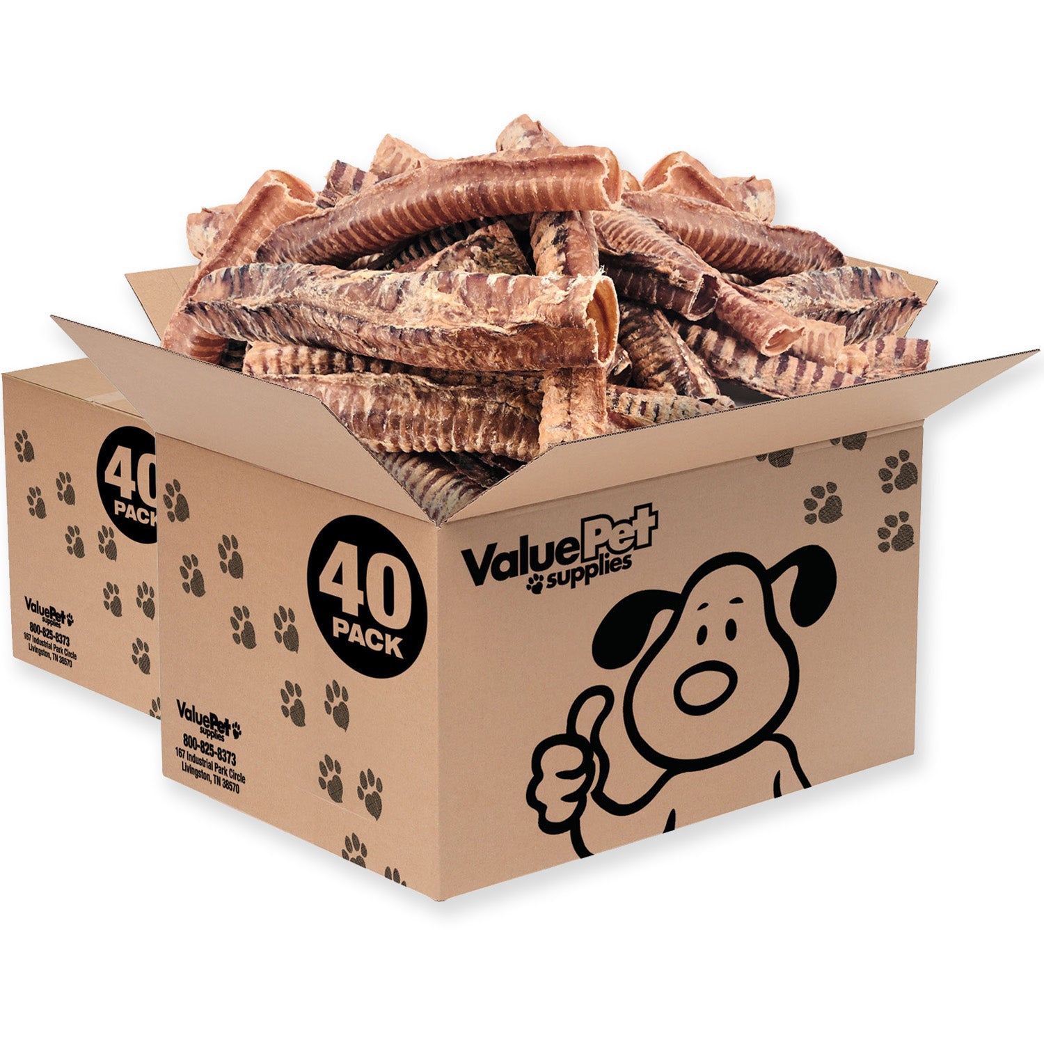 ValueBull Beef Trachea Dog Chews 10-12 Inch, 80 Count Bulk Pack