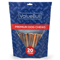 ValueBull Bully Sticks for Small Dogs, Thin 6 Inch, 25 Count - Thin - 25 Sticks