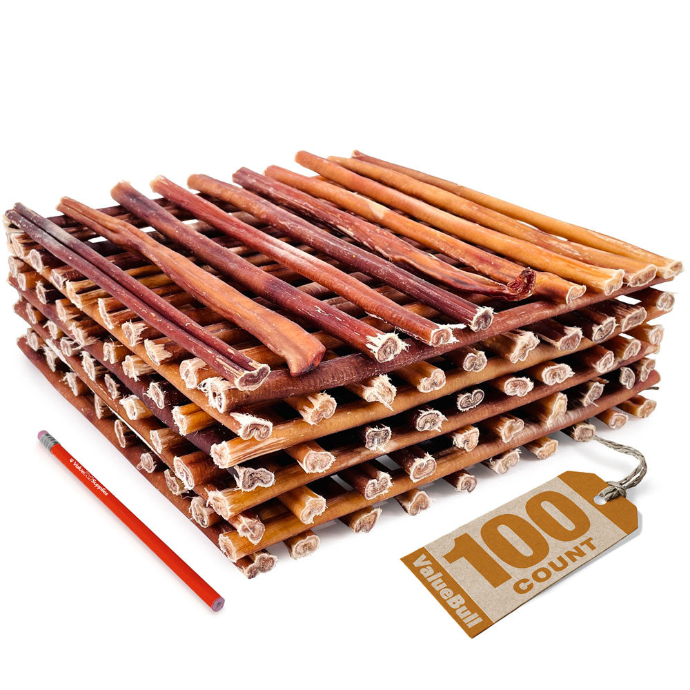 ValueBull USA Bully Sticks for Dogs, Medium 12 Inch, 100 Count Bulk Pack - Medium - 100 Sticks