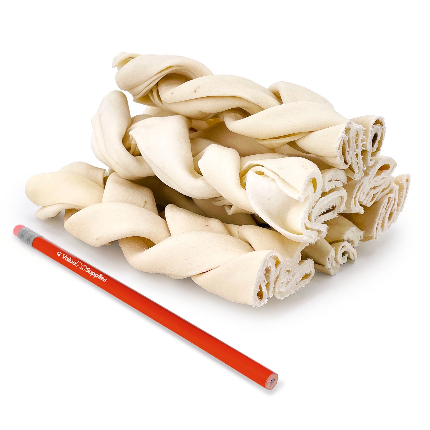 ValueBull USA Beef Rawhide Triple Braided Sticks, Premium Thick Cut, 6 Inch, 50 Count Bulk Pack - Thick - 50 Braids