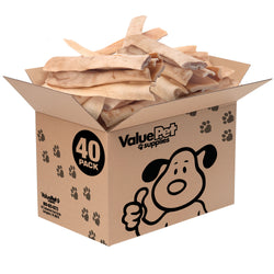 ValueBull Beef Cheek Slices, Long Lasting Dog Chews, Thick 9-10 Inch, 40 Count Bulk Pack - 40 Count
