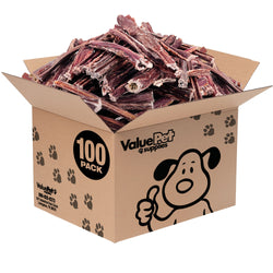 ValueBull Beef Jerky Gullet Sticks, Premium Dog Chews, 6 Inch, 100 Count Bulk Pack - Gullet - 100 Sticks