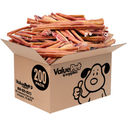 ValueBull Bully Sticks for Large Dogs, Thick 12 Inch, 200 Count Wholesale Pack - Thick - 200 Sticks