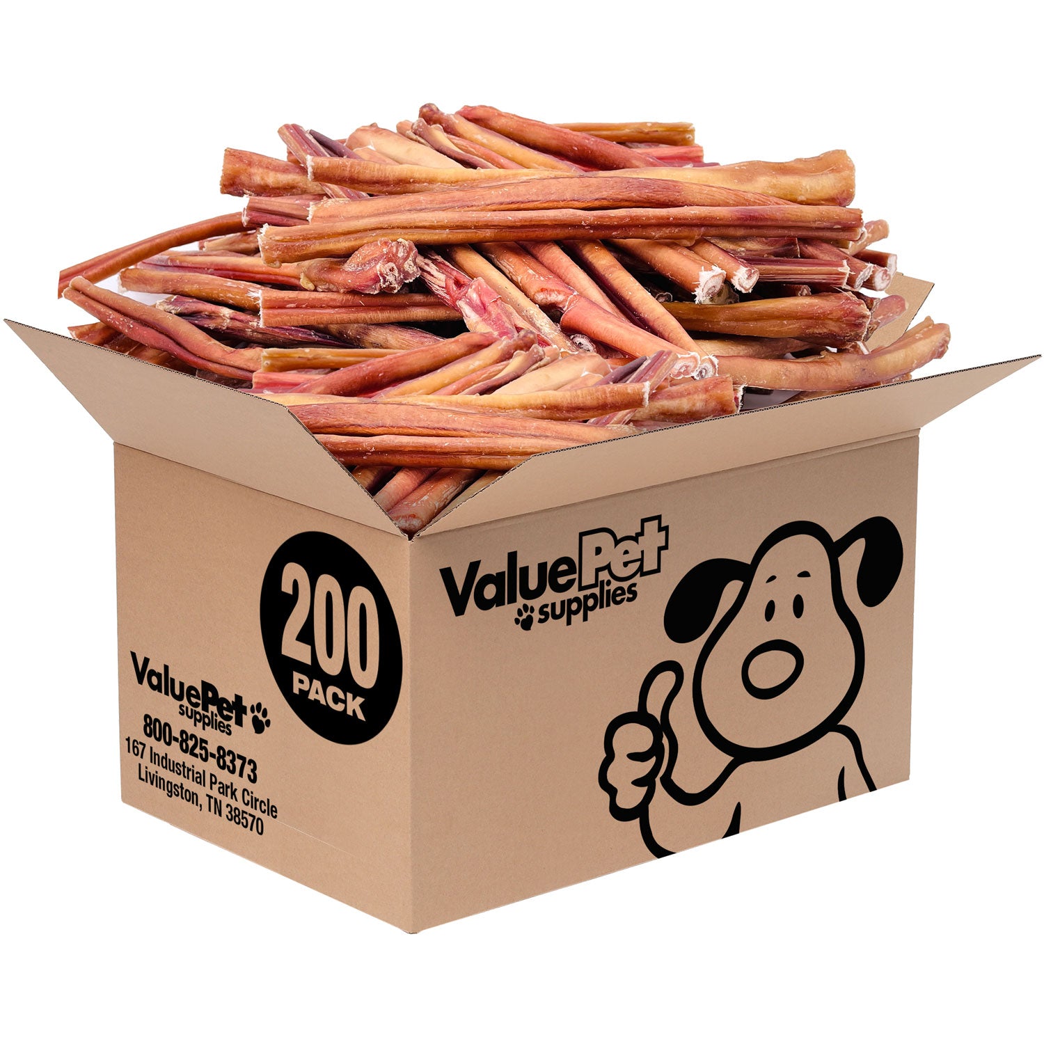 ValueBull Bully Sticks for Large Dogs, Thick 12 Inch, 200 Count Wholesale Pack - Thick - 200 Sticks