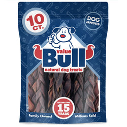 ValueBull Collagen Braided Sticks for Dogs, 6 Inch Medium Chews, Natural Long-Lasting Dog Treats, 10 Count - Medium - 10 Braids