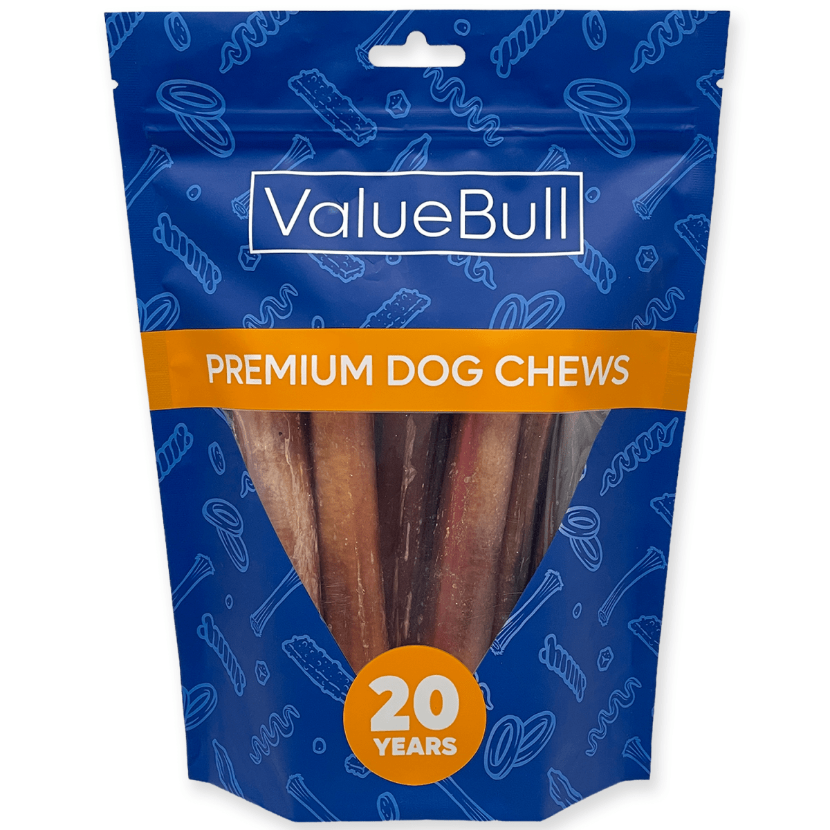 ValueBull Odor Free Bully Sticks for Large Dogs, Thick 6 Inch, 10 Count - ValuePetSupplies