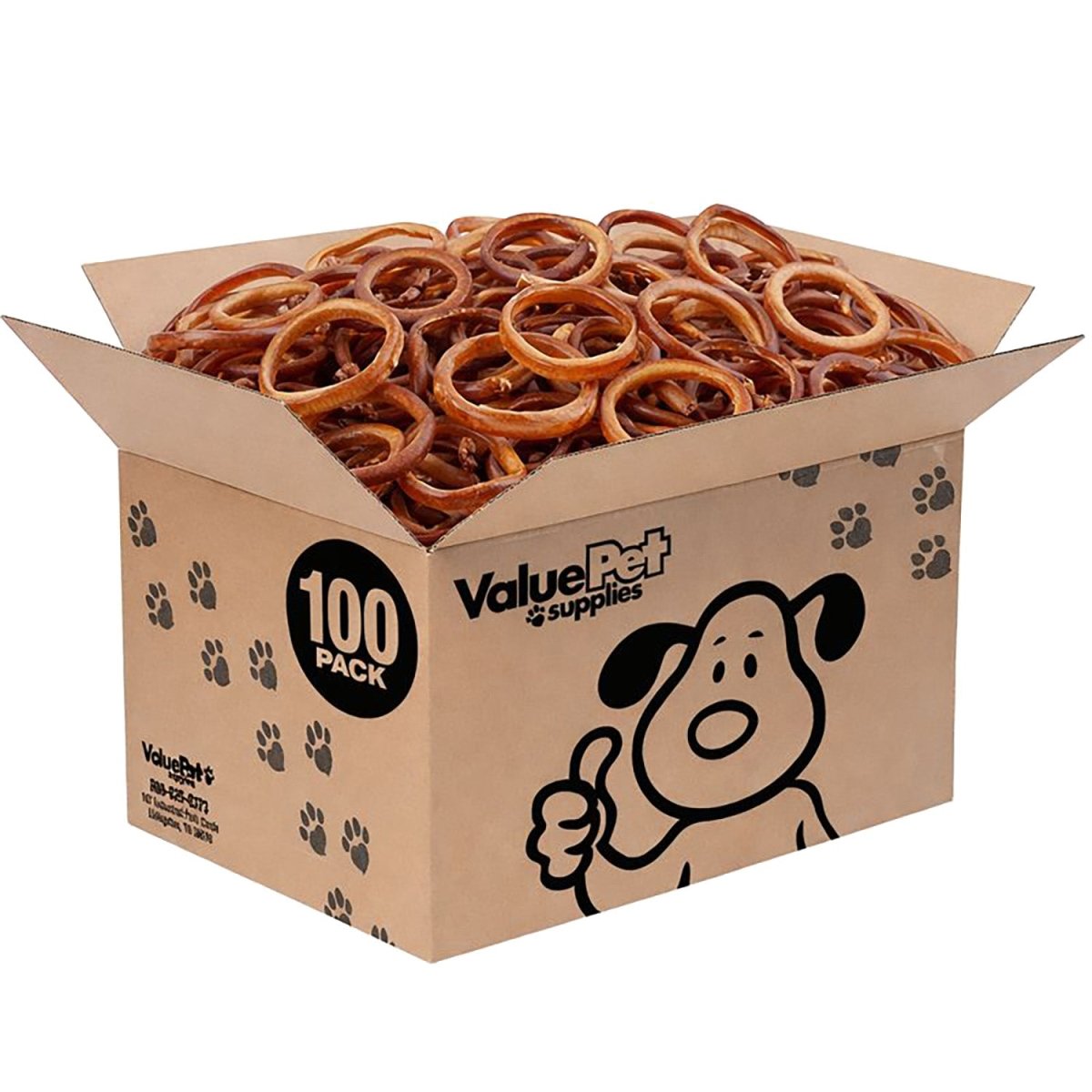 ValueBull Bully Stick Rings for Dogs, Varied, 100 Count BULK PACK - Donut - 100 Rings