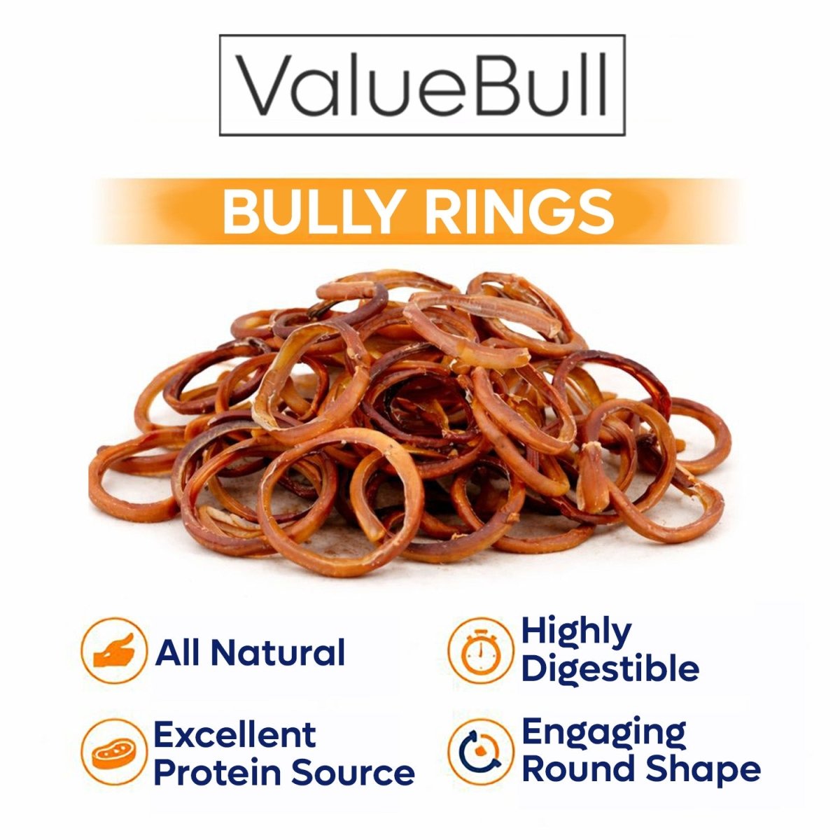 ValueBull Bully Stick Rings for Dogs, Varied, 200 Count BULK PACK - Donut - 200 Rings