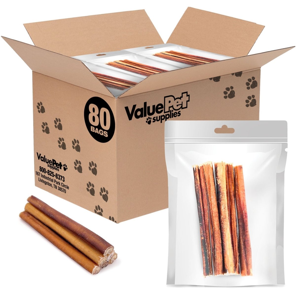 ValueBull Bully Sticks for Dogs, Medium 6 Inch, 400 Count RESALE PACKS (80 x 5 Count) - ValuePetSupplies