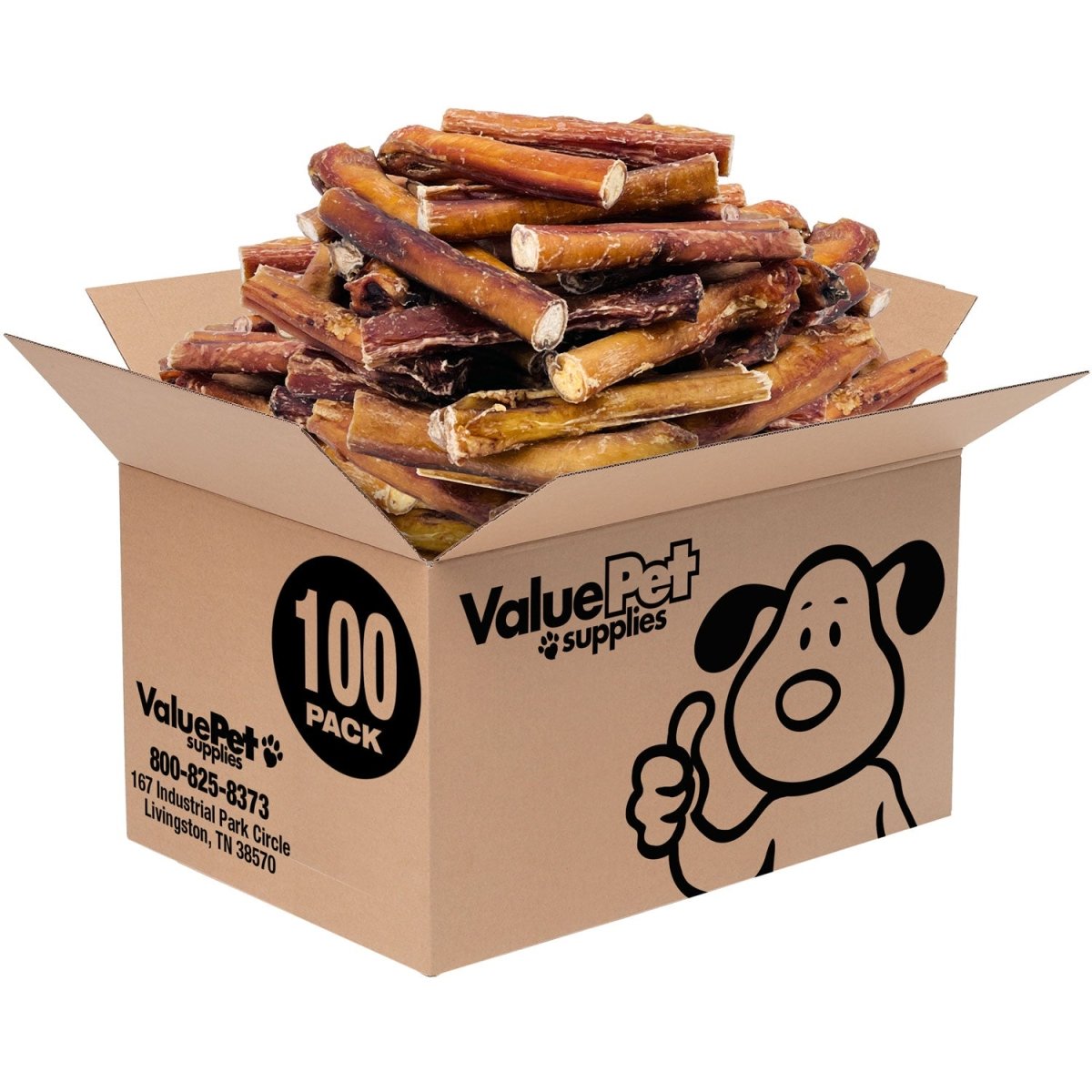 ValueBull Bully Sticks for Dogs, Super Jumbo 6 Inch, 100 Count BULK PACK - ValuePetSupplies