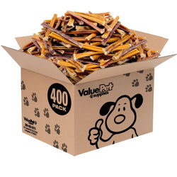 ValueBull Bully Sticks for Small Dogs, Extra Thin 6 Inch, 400 Count WHOLESALE PACK - ValuePetSupplies