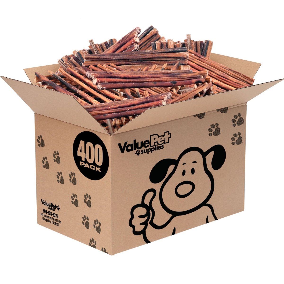 ValueBull Bully Sticks for Dogs, Medium 12 Inch, 400 Count WHOLESALE PACK - ValuePetSupplies