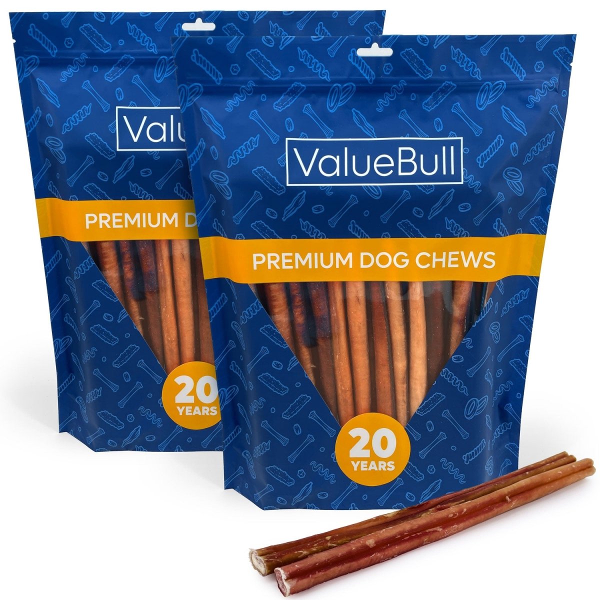 ValueBull Bully Sticks for Dogs, Thick 12 Inch, 50 Count - ValuePetSupplies