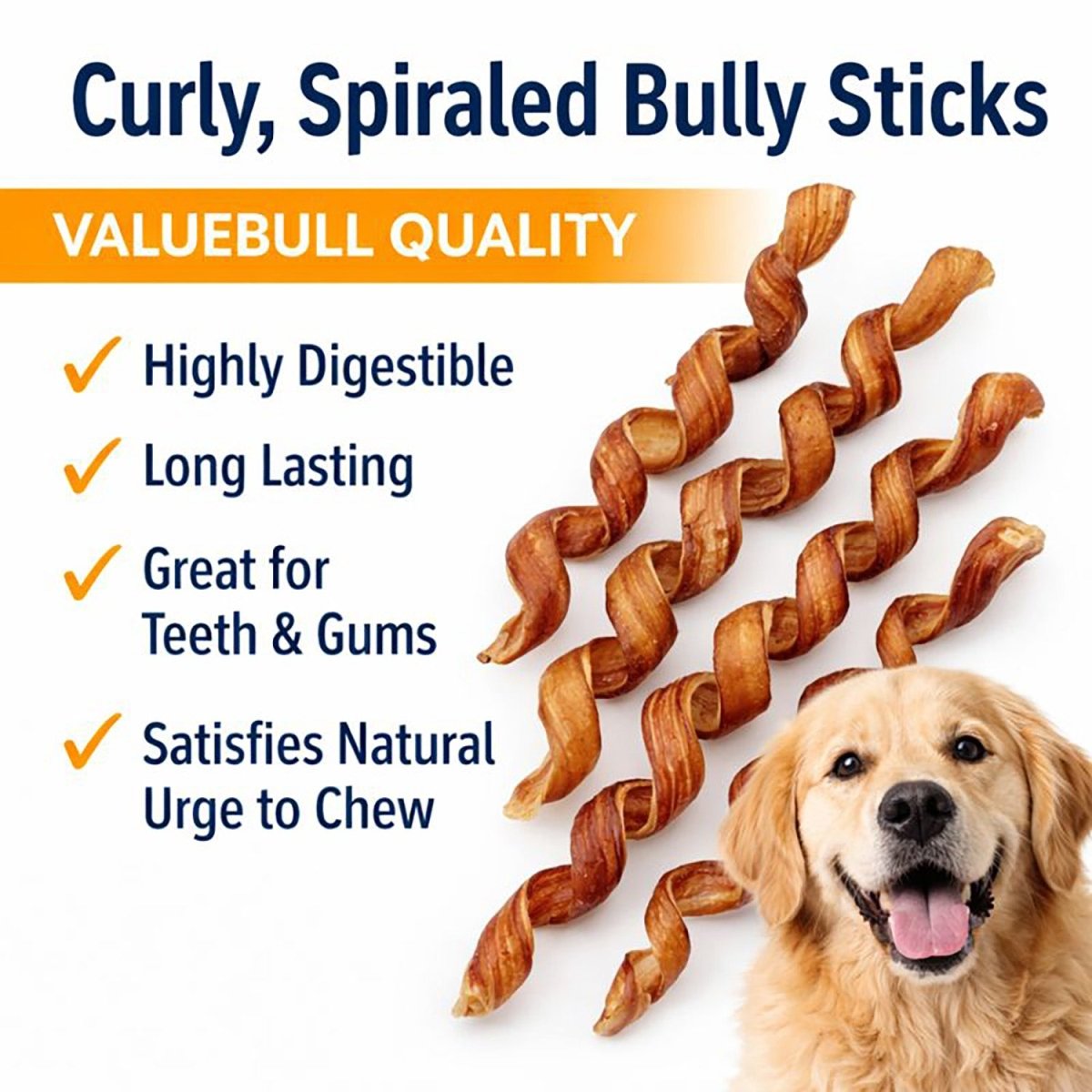 ValueBull Curly Bully Sticks, 6 - 9 Inch, 100 Count BULK PACK - ValuePetSupplies