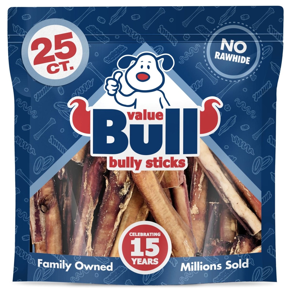 ValueBull Bully Sticks for Dogs, Varied Shapes, Super Jumbo 4 - 6 Inch, 25 Count - ValuePetSupplies