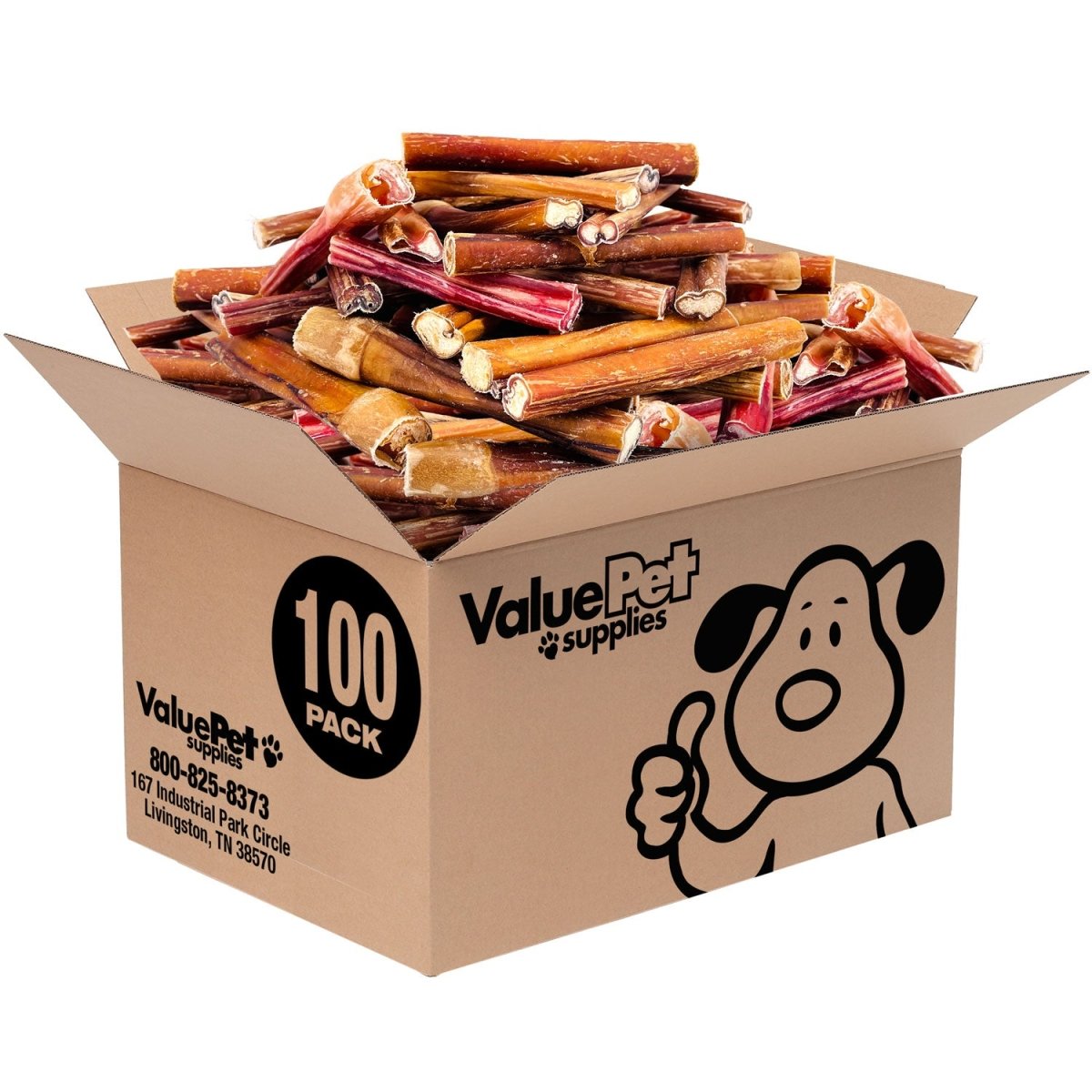 ValueBull Bully Sticks for Dogs, Thick 4 - 6 Inch, Varied Shapes, 100 Count BULK PACK - ValuePetSupplies