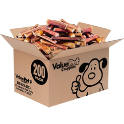 ValueBull Bully Sticks for Small Dogs, Thin 4 - 6 Inch, Varied Shapes, 200 Count BULK PACK - ValuePetSupplies