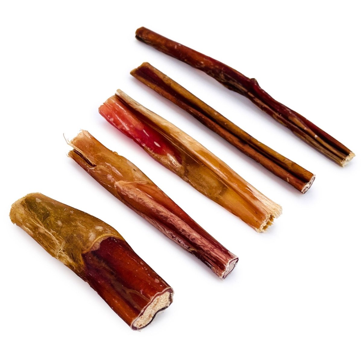 ValueBull Bully Sticks for Small Dogs, Extra Thin 4 - 6 Inch, Varied Shapes, 100 Count Bulk Pack - ValuePetSupplies