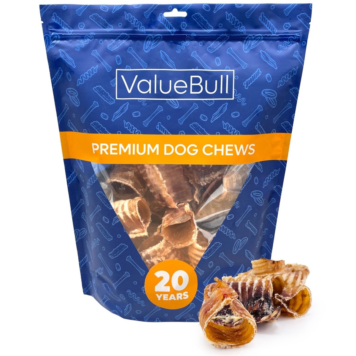 ValueBull USA Beef Trachea Bites for Small Dogs, 1 Pound - ValuePetSupplies