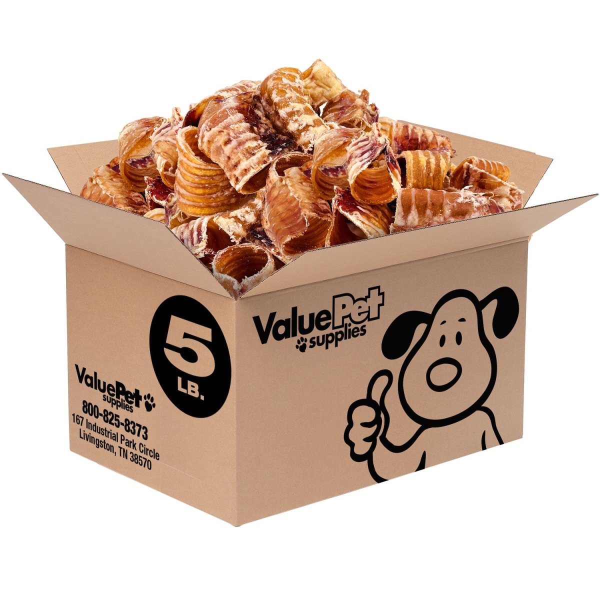 ValueBull USA Beef Trachea Bites for Small Dogs, 5 Pounds BULK PACK - ValuePetSupplies