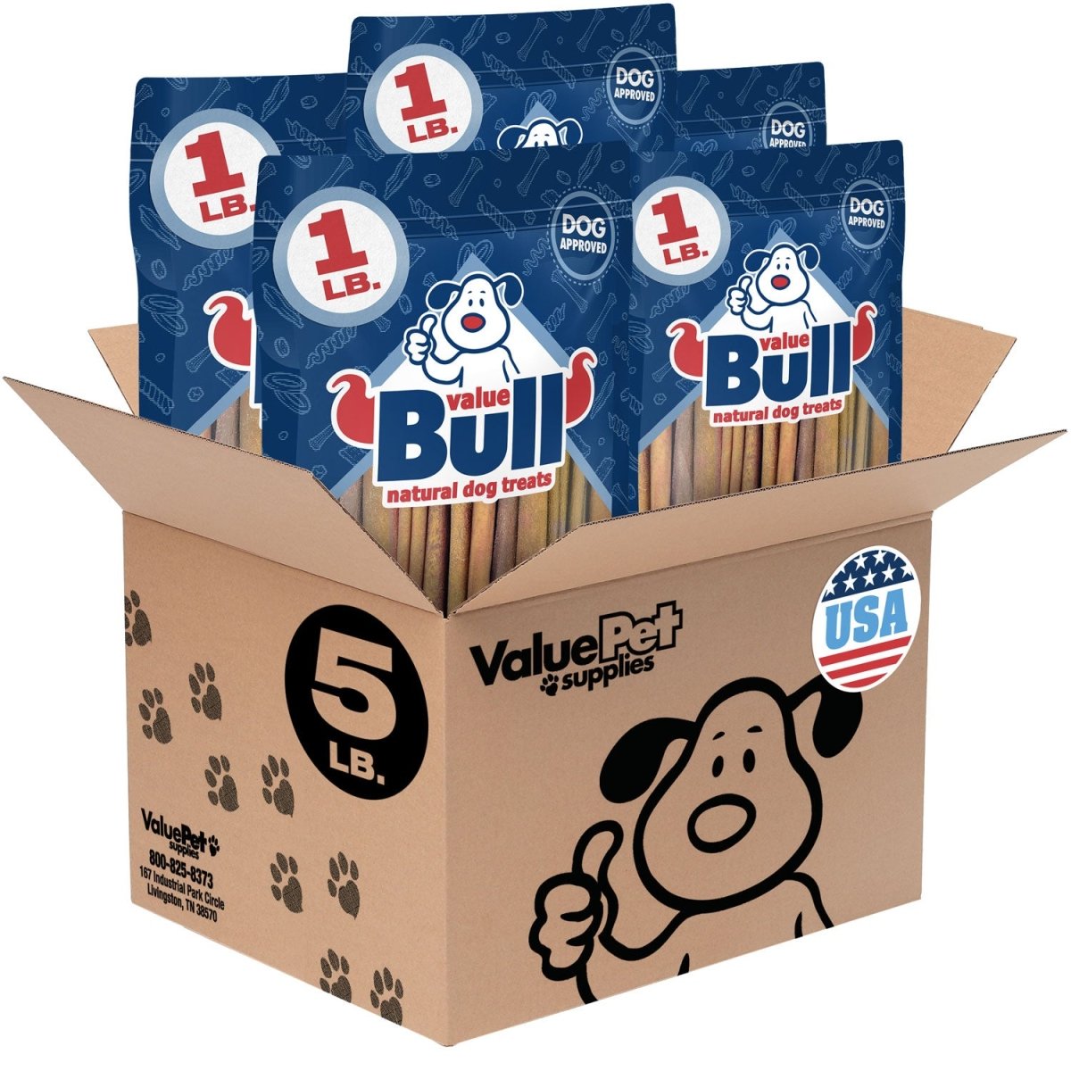 ValueBull USA Collagen Sticks for Dogs, 4 - 6 Inch Varied Chews, Natural Long - Lasting Dog Treats, 5 Pound - ValuePetSupplies