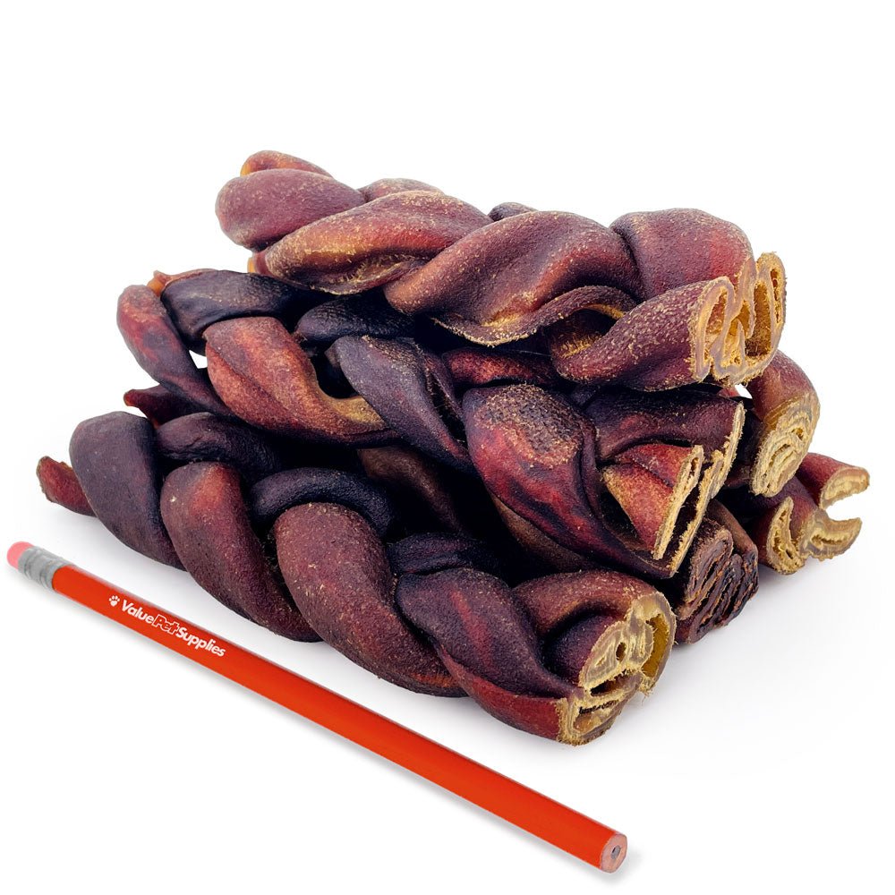ValueBull USA Collagen Braid Beef Large Dog Chews, Jumbo 6 Inch 20 Pound Bulk - ValuePetSupplies