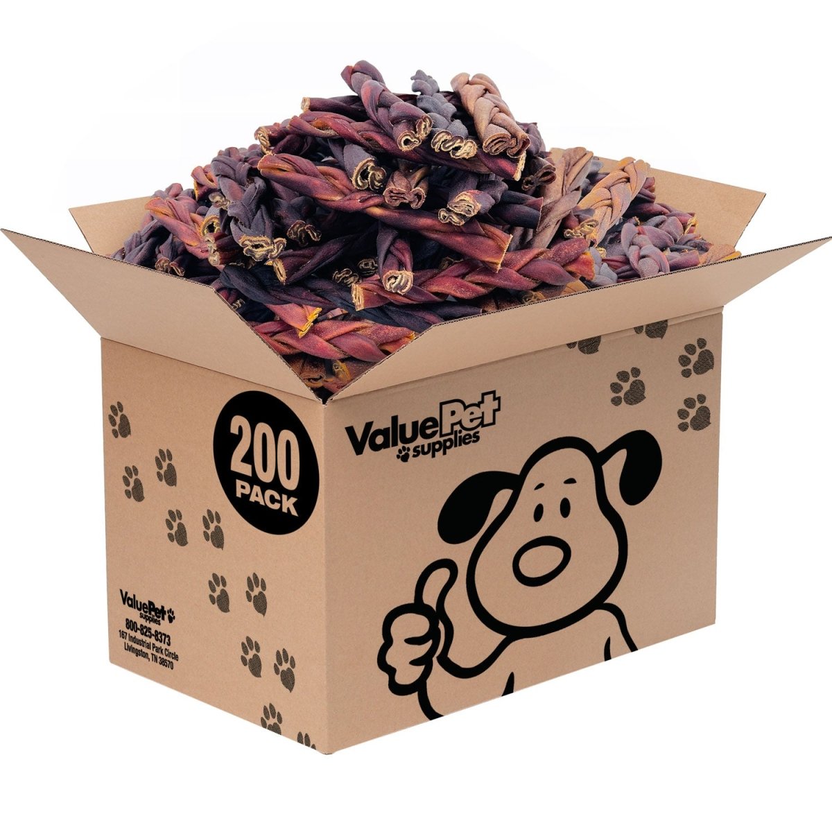ValueBull USA Collagen Braids, Medium 5 - 6 Inch, 200 Count BULK PACK - ValuePetSupplies